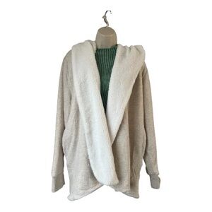GAP Oatmeal Large Sherpa-Lined Sweatshirt Cardigan – NWT Cozy Hooded‎ Open Front
